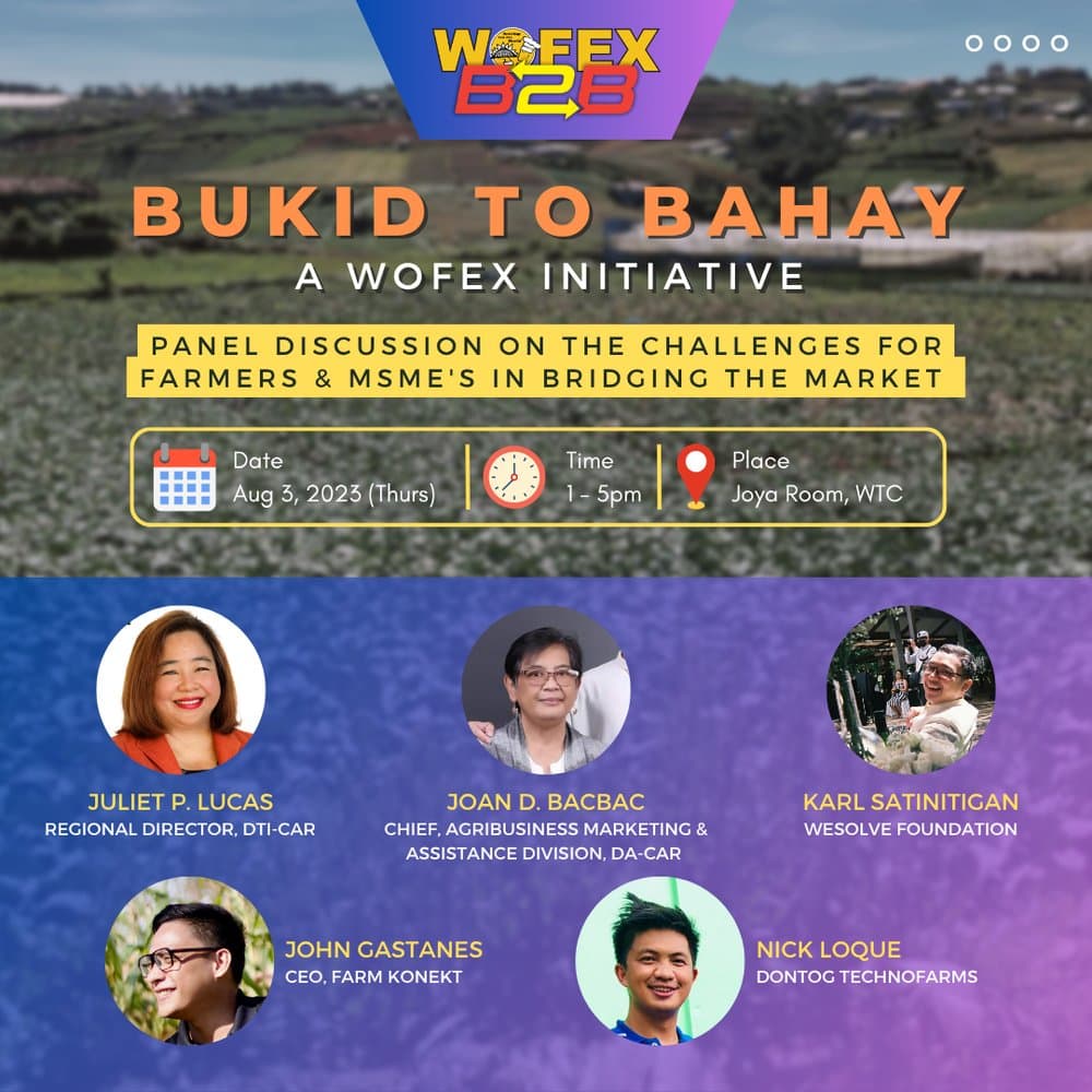 Bukid to Bahay panel discussion poster — challenges for farmers and MSMEs in bridging the market, August 2023
